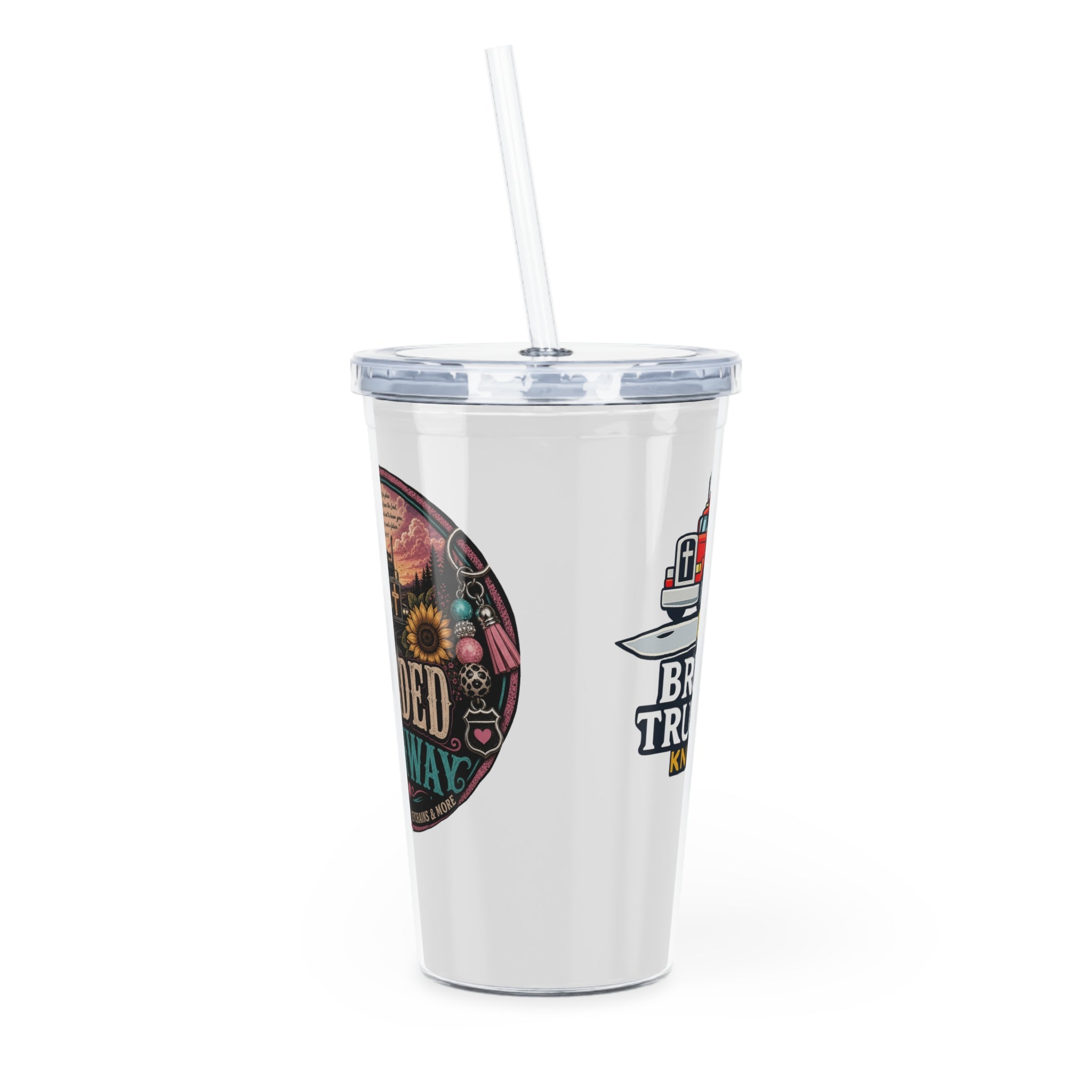 Truck Driver Tumbler with Straw — "Broke Trucker" Logo Travel Cup
