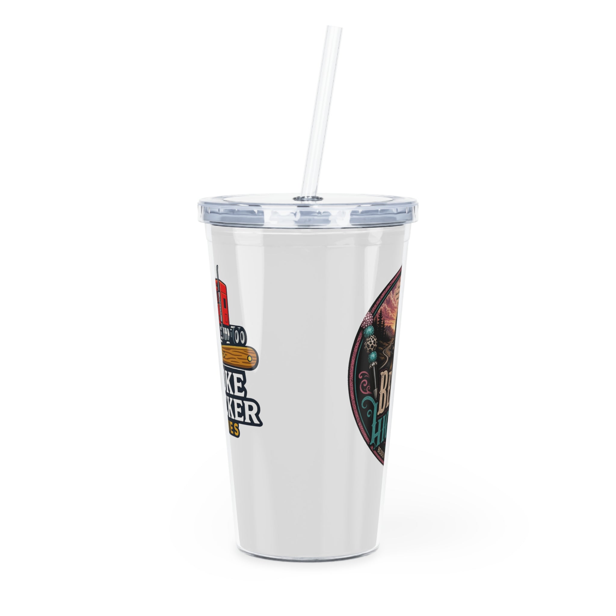 Truck Driver Tumbler with Straw — "Broke Trucker" Logo Travel Cup