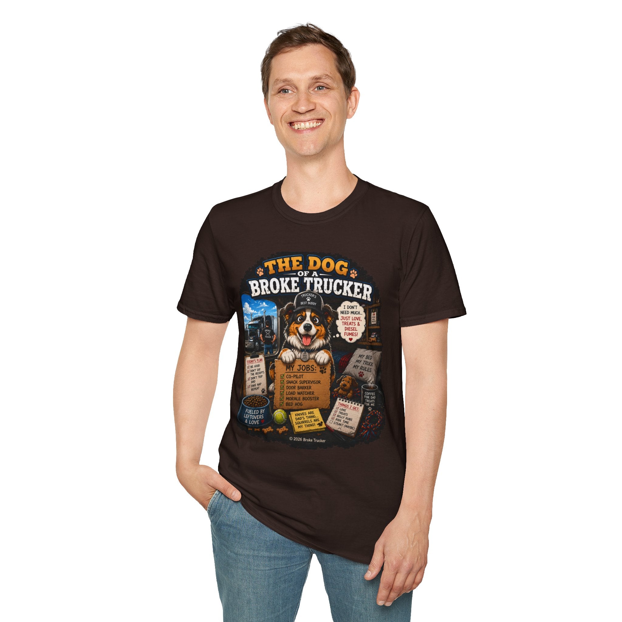 The Dog of a Broke Trucker T-Shirt — Funny Truck Driver Pet Tee