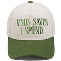 JESUS SAVES I SPEND Embroidered Trucker Hat Color-Block Baseball Cap