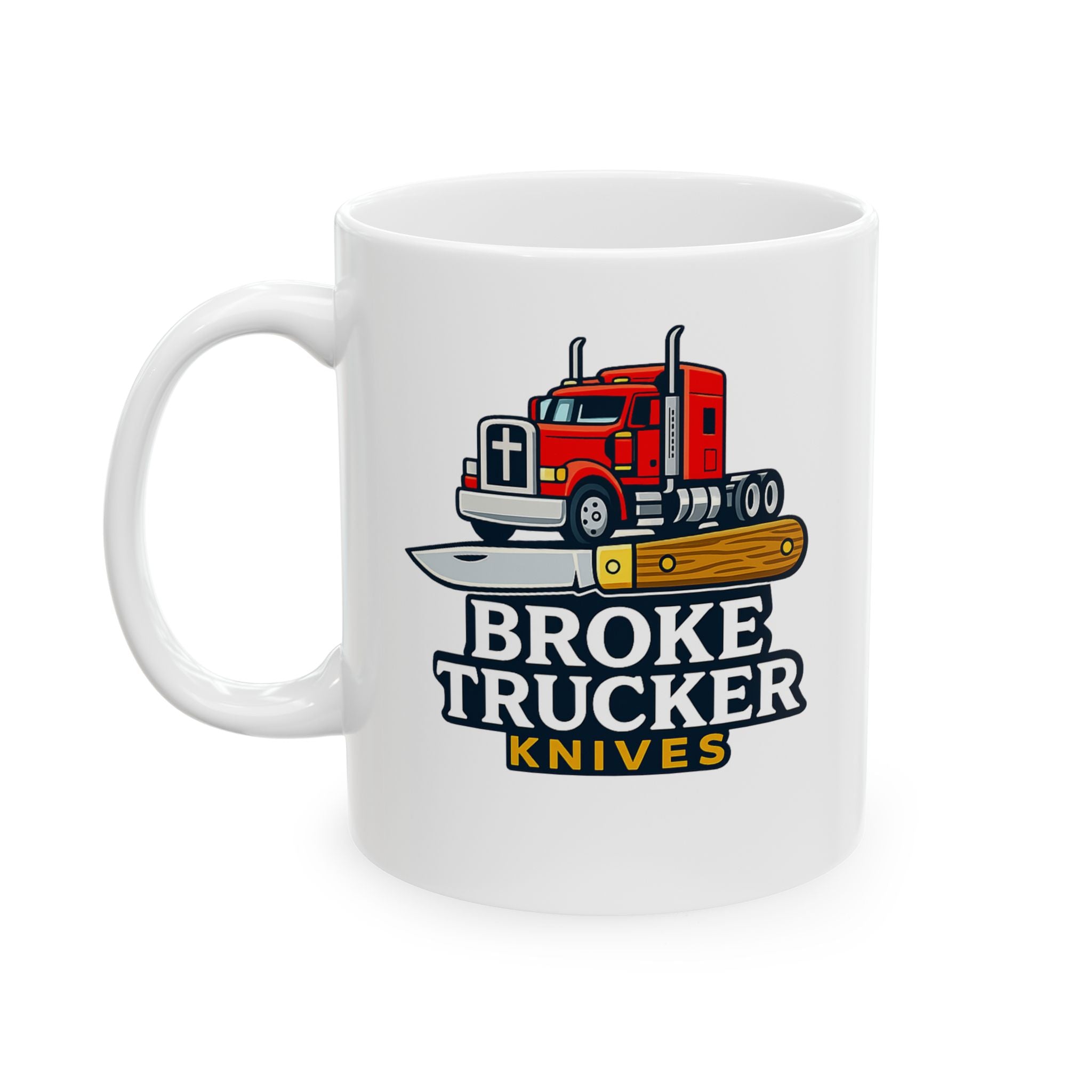 Biking Trucker Mug — Retro Bicycle Helmet & Cap Ceramic Coffee Cup (11oz, 15oz)