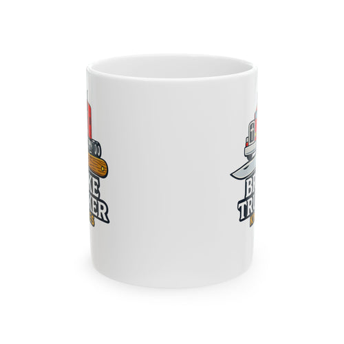 Biking Trucker Mug — Retro Bicycle Helmet & Cap Ceramic Coffee Cup (11oz, 15oz)