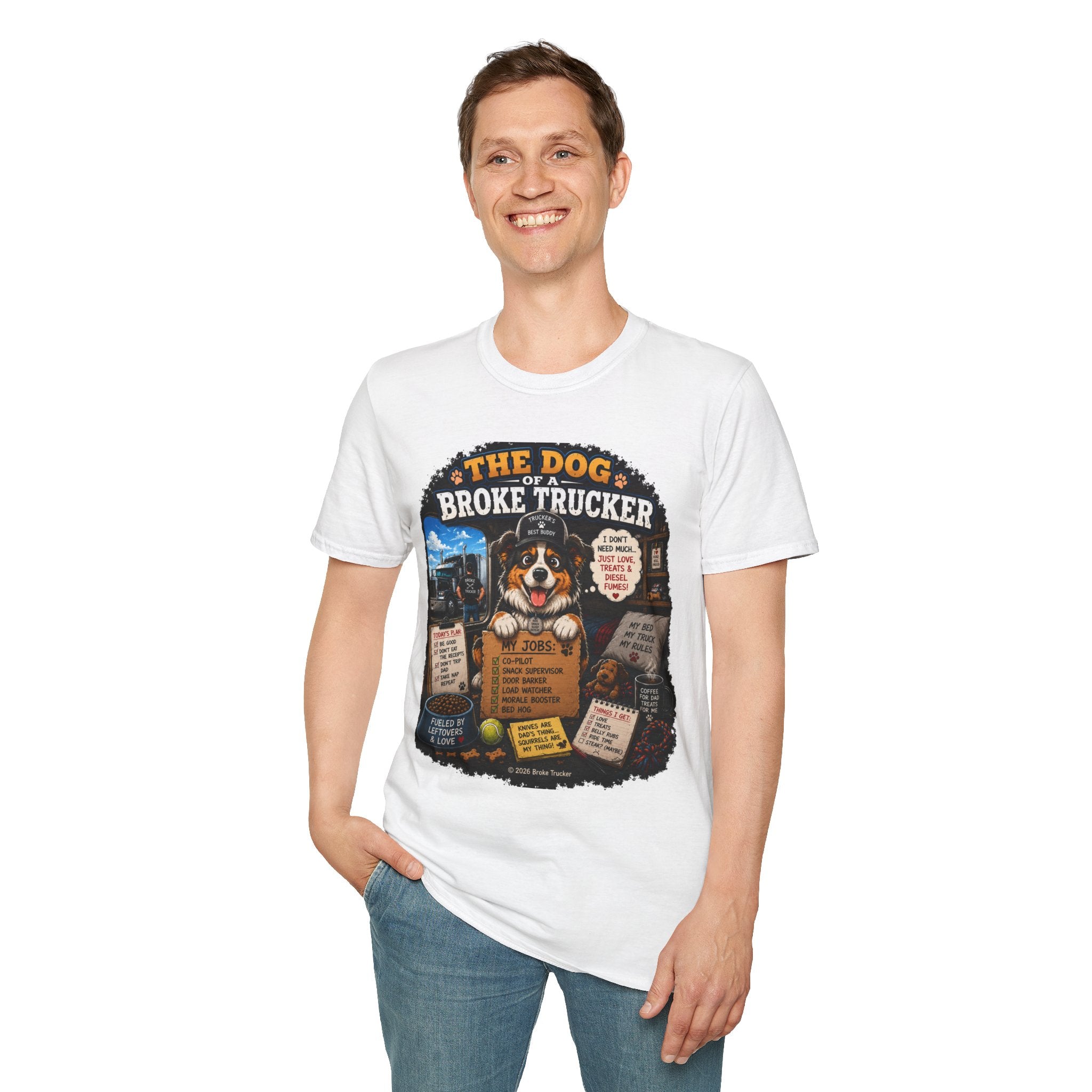 The Dog of a Broke Trucker T-Shirt — Funny Truck Driver Pet Tee