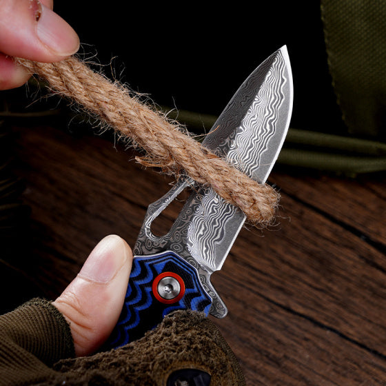 Klaken J345 Tideborn, Damascus Blade,G10 Handle,Blue