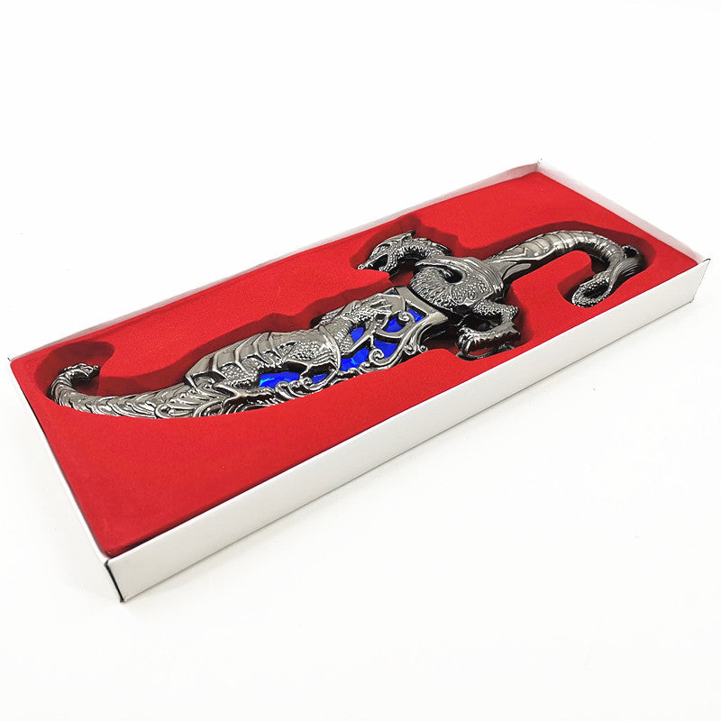 Metalwork Swords And Knives Unsharpened With Carved Decorations