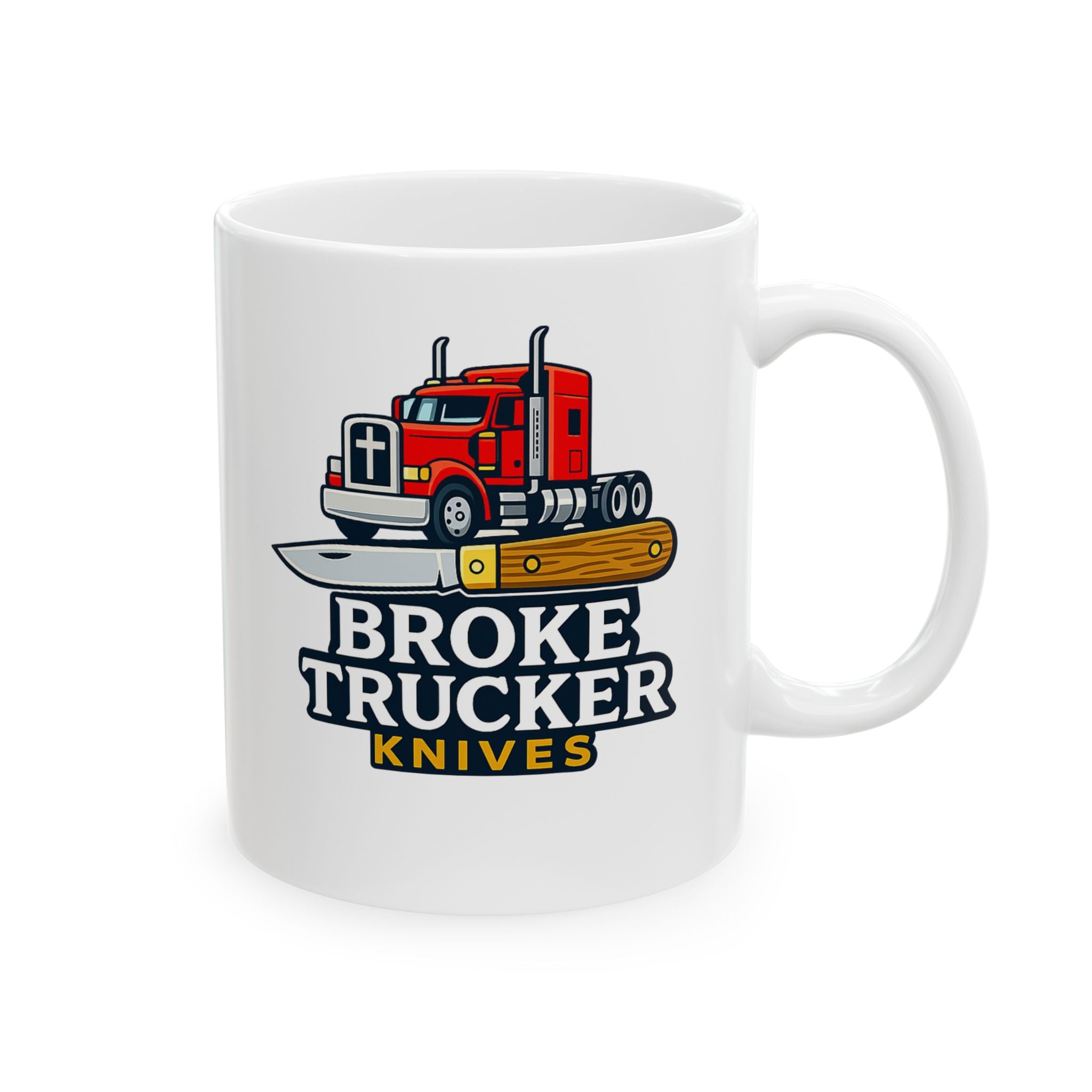 Biking Trucker Mug — Retro Bicycle Helmet & Cap Ceramic Coffee Cup (11oz, 15oz)