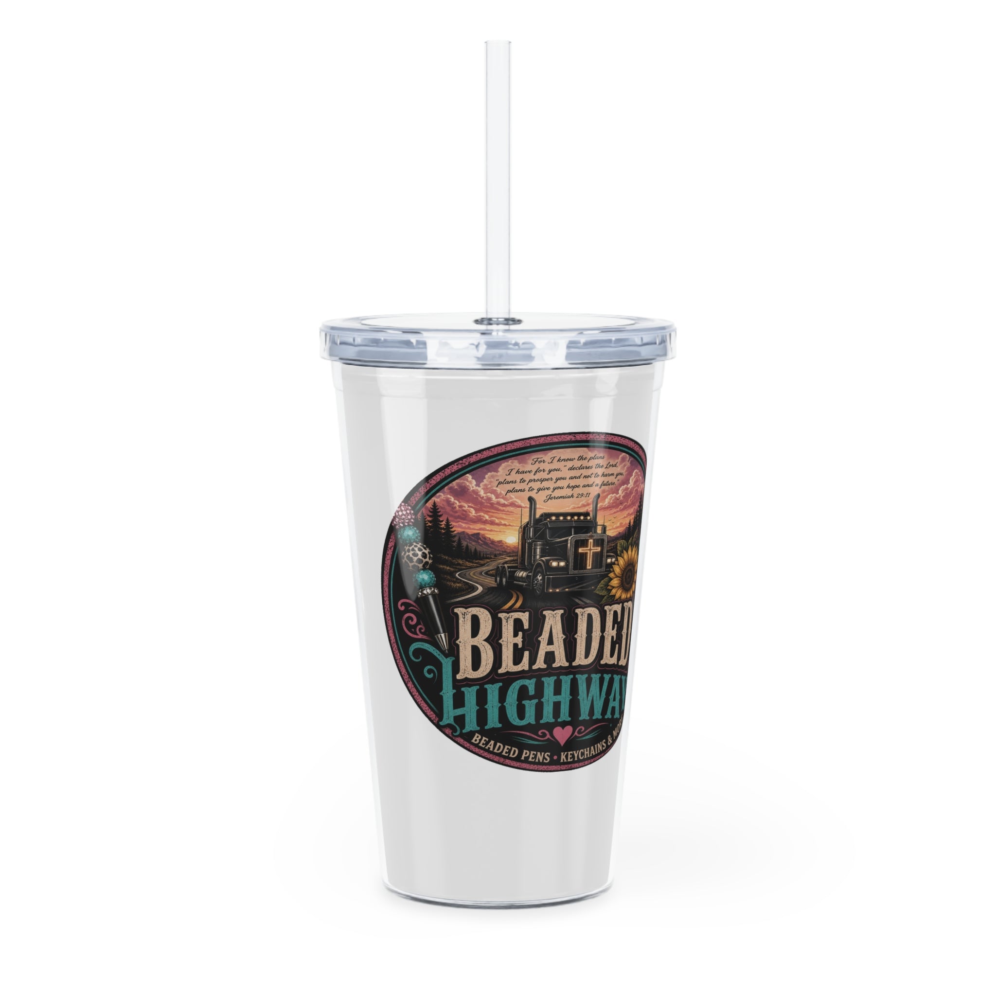 Truck Driver Tumbler with Straw — "Broke Trucker" Logo Travel Cup