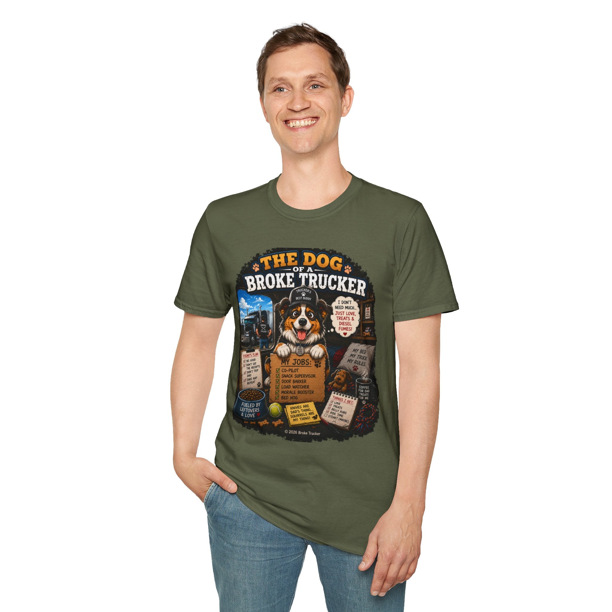 The Dog of a Broke Trucker T-Shirt — Funny Truck Driver Pet Tee