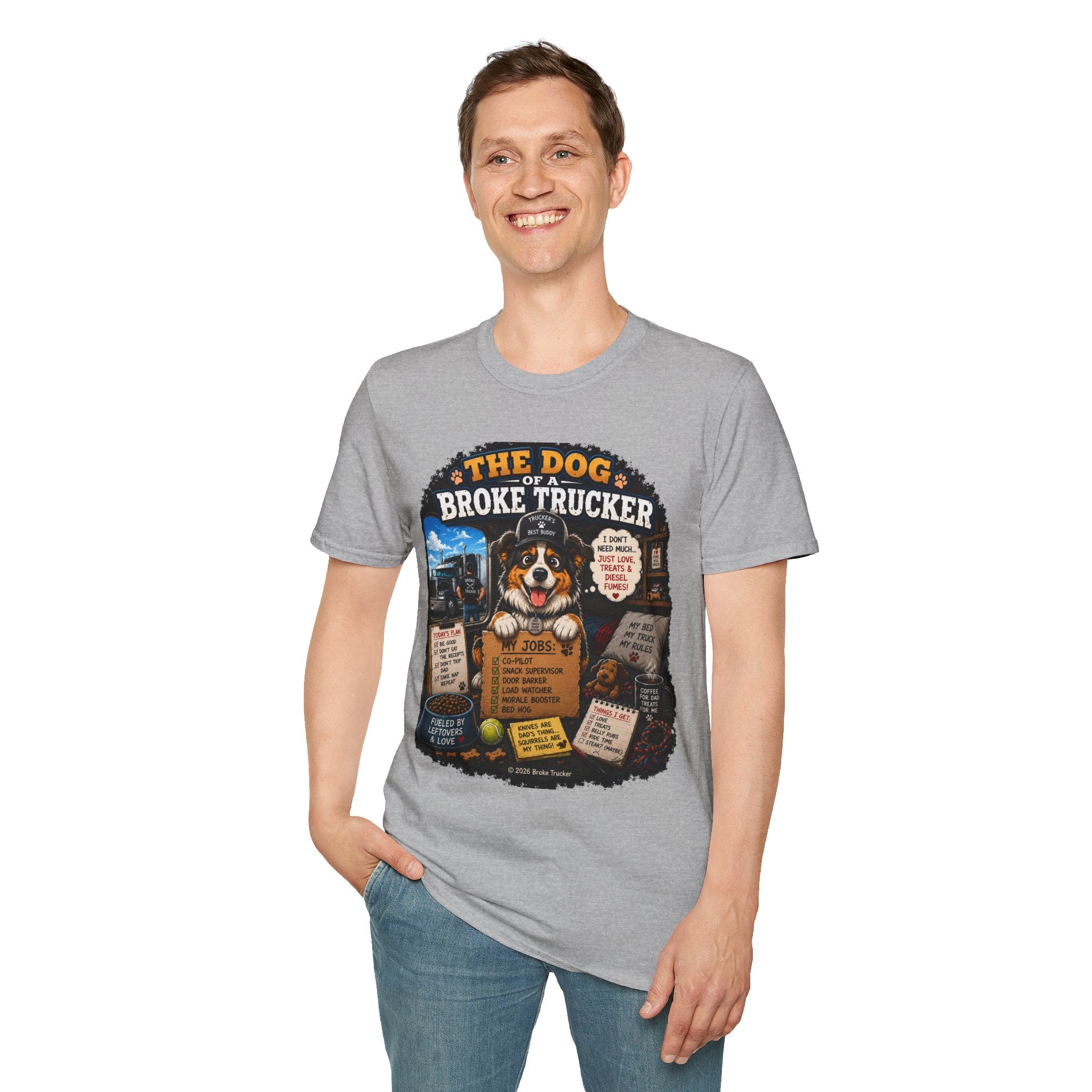 The Dog of a Broke Trucker T-Shirt — Funny Truck Driver Pet Tee