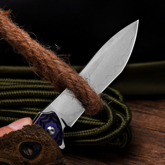 Klaken J279 Tidefall, Damascus Steel Blade With Blue/Black G10