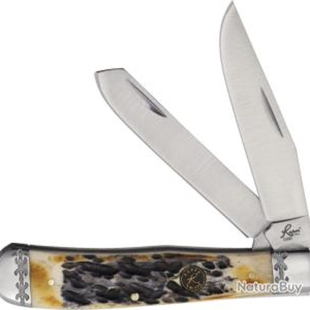Roper Knives Trapper Burnt Bone RP0002CBW with Pocket Clip