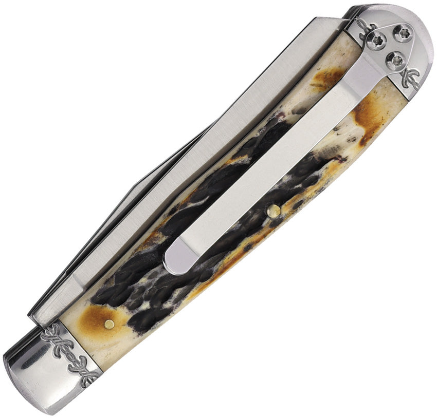 Roper Knives Trapper Burnt Bone RP0002CBW with Pocket Clip