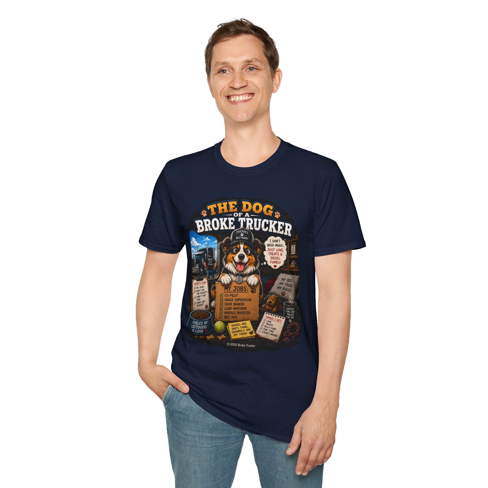 The Dog of a Broke Trucker T-Shirt — Funny Truck Driver Pet Tee