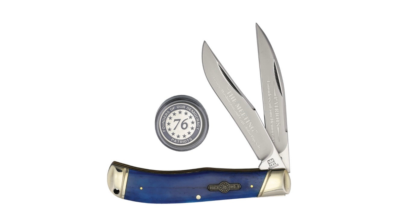 Rough Rider Patriot Series Blue Smooth Bone Jumbo Trapper