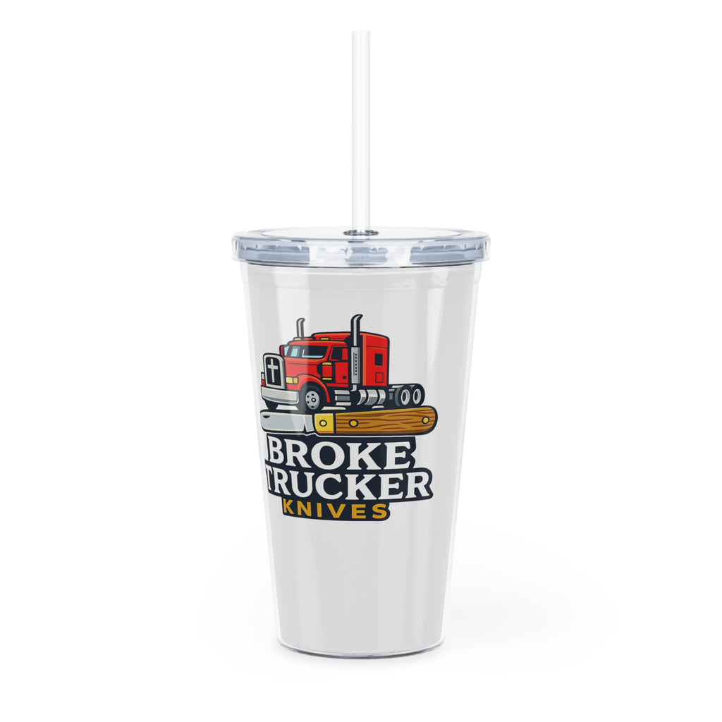 Truck Driver Tumbler with Straw — "Broke Trucker" Logo Travel Cup
