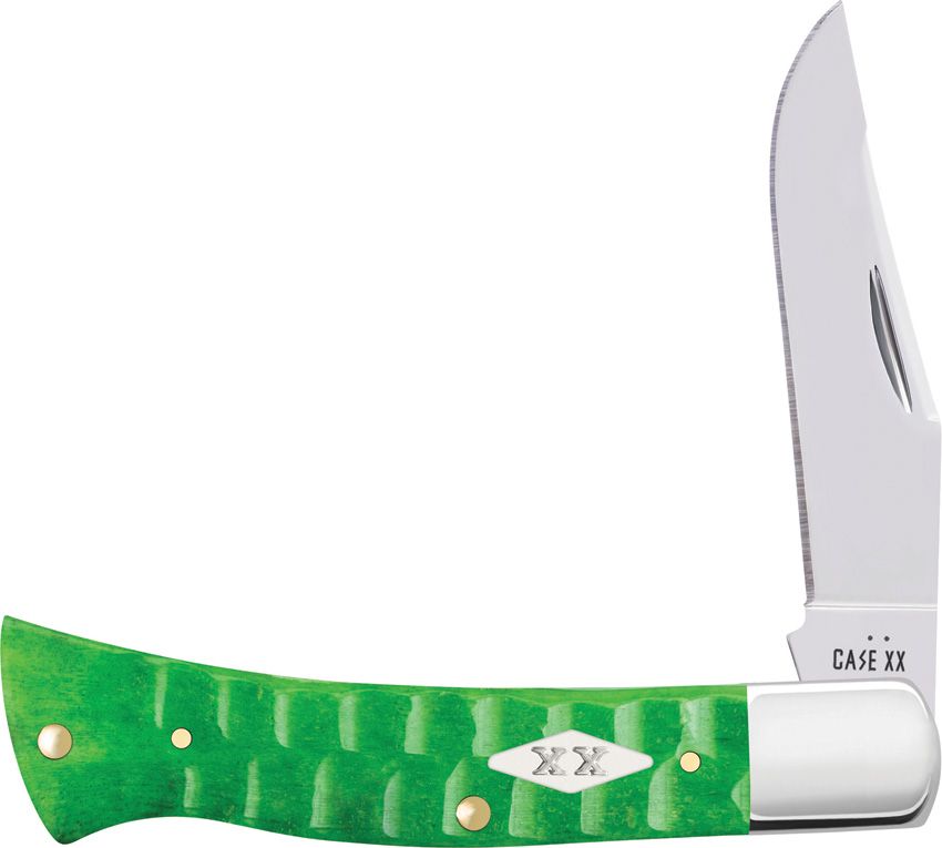 CASE CA11445 AXE HANDLE — BRIGHT GREEN GATOR JIGGED BONE