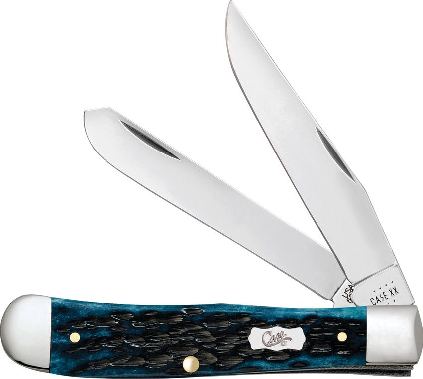 Case Pocket Worn Mediterranean Blue Bone Peach Seed Jig Trapper