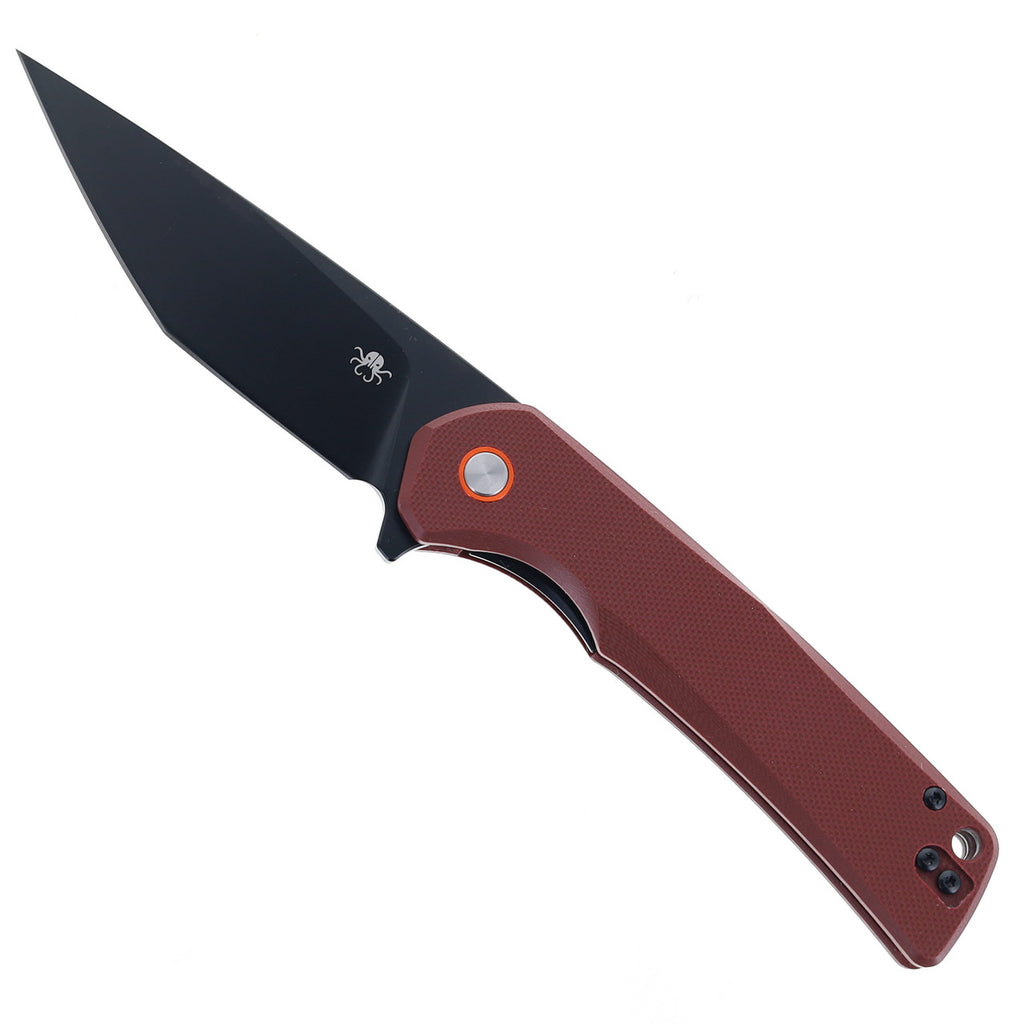 KLAKEN KNIVES VIREX FOLDING KNIFE WINE G10 HANDLE D2 TANTO PLAIN BLACK BLADE J147-VIREX-WINE G10-TANTO