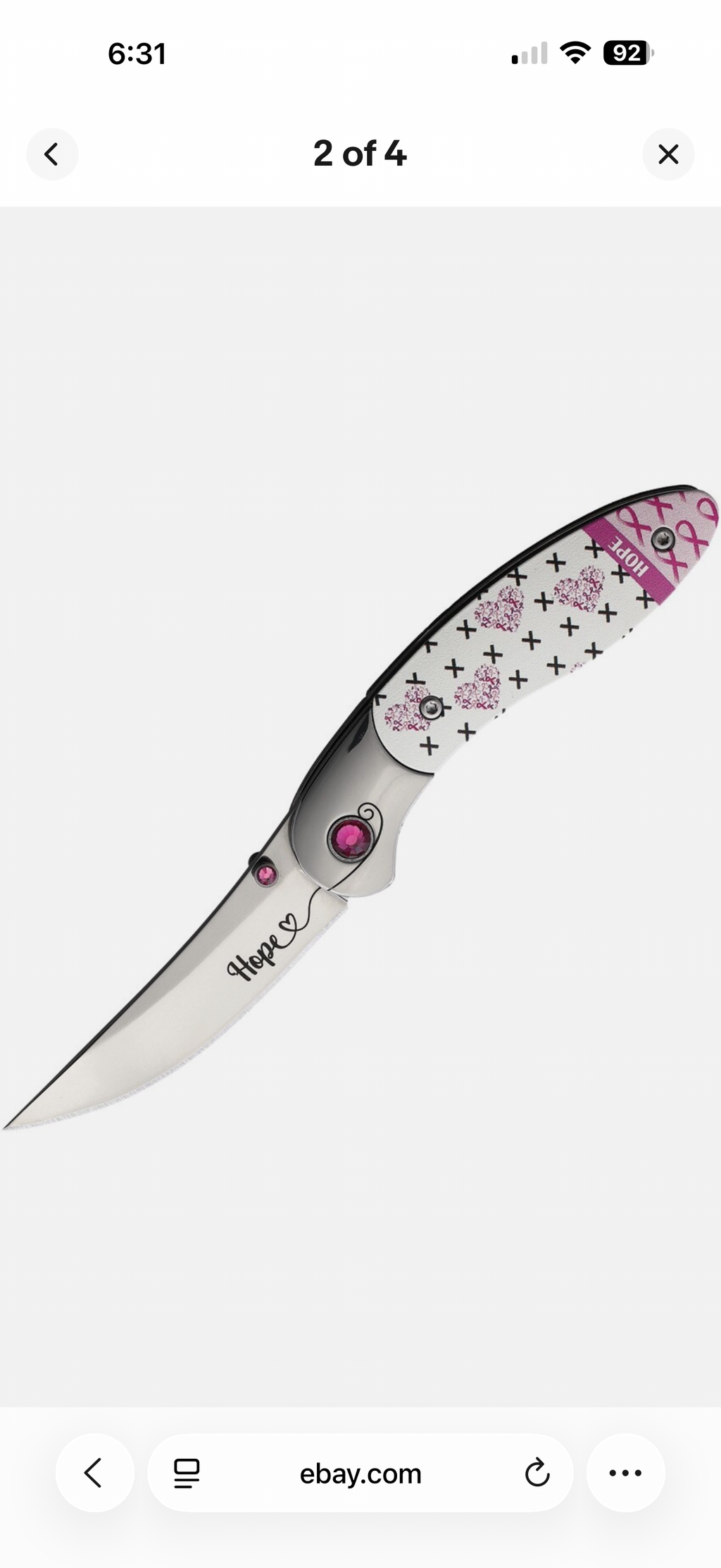 Brighten Blades Hope (Breast Cancer Awareness) Folding Knife 2.5" 8Cr13MoV Steel Aluminum Handle - BB004