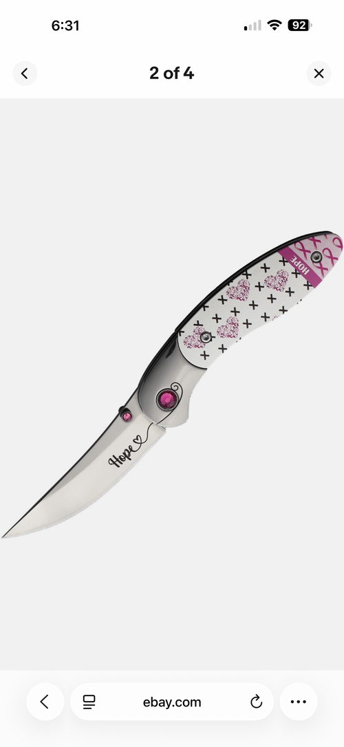 Brighten Blades Hope (Breast Cancer Awareness) Folding Knife 2.5" 8Cr13MoV Steel Aluminum Handle - BB004
