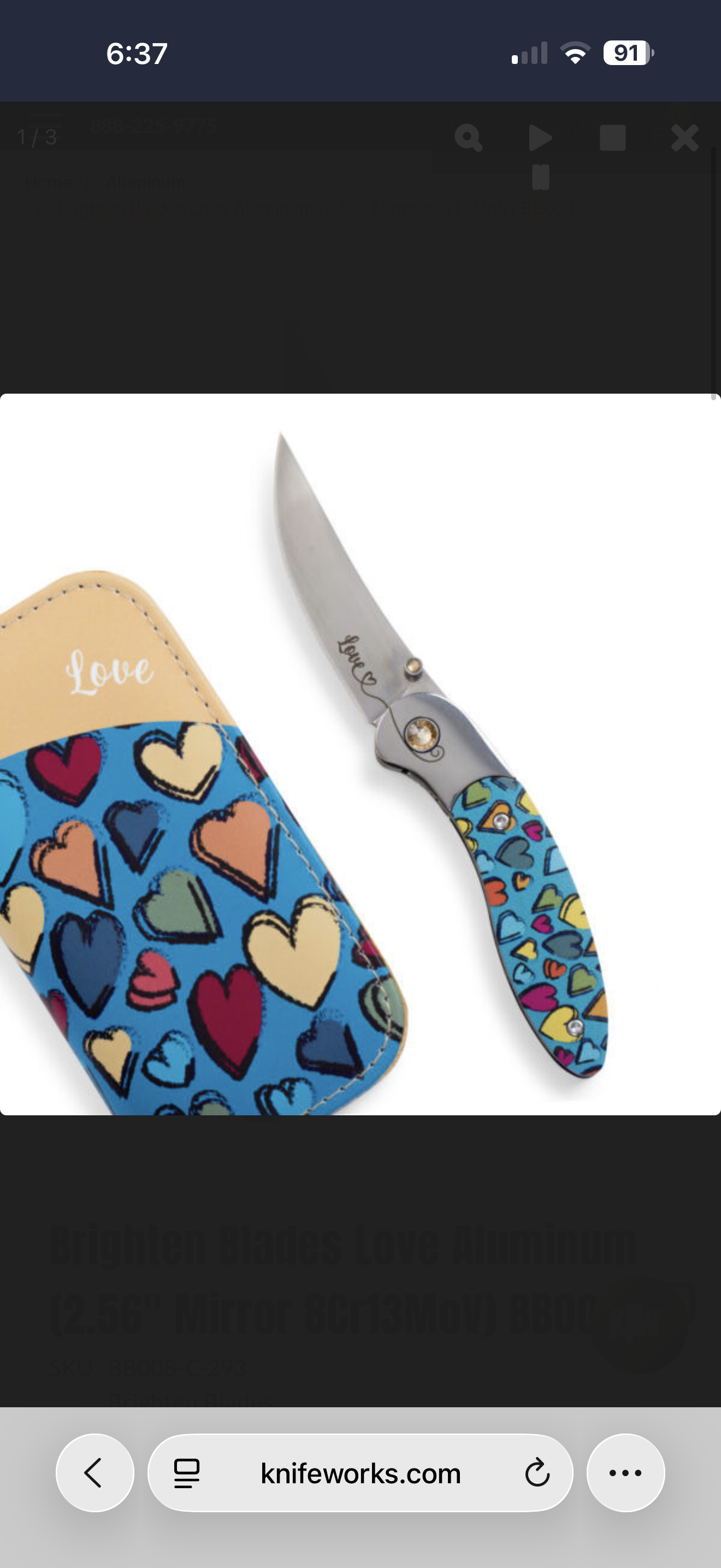 B2. Brighten Blades Love Aluminum (2.56" Mirror 8Cr13MoV) BB008