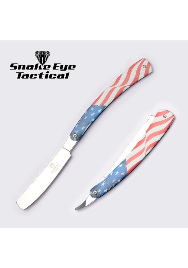 Snake Eye USA Flag Straight Razor