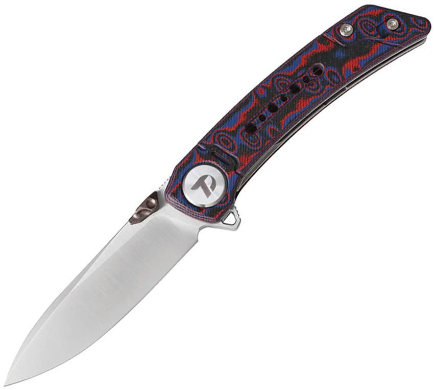 DreamTech Black, Red and Blue Micarta Linerlock