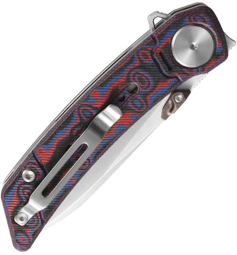 DreamTech Black, Red and Blue Micarta Linerlock
