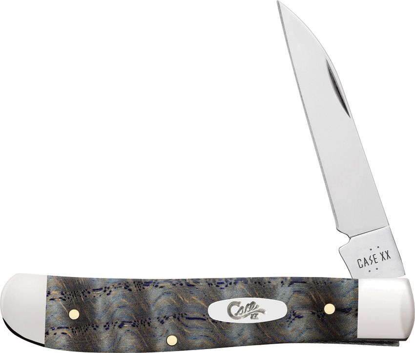 Case Blue Curley Oak Mini Trapper 47491