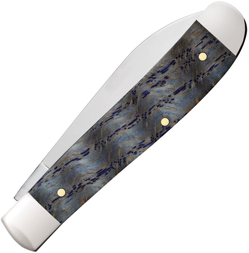 Case Blue Curley Oak Mini Trapper 47491