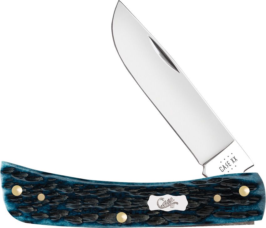 Case 51854 Pocket Worn Mediterranean Blue Jigged Bone Sod Buster Jr.
