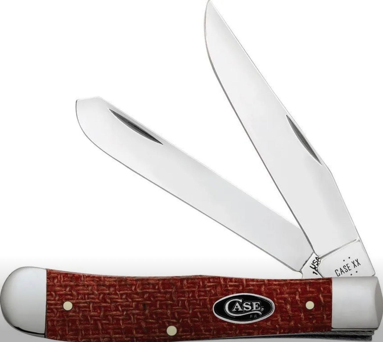 Case Knives Dark Red Burlap Micarta - Sm Trapper