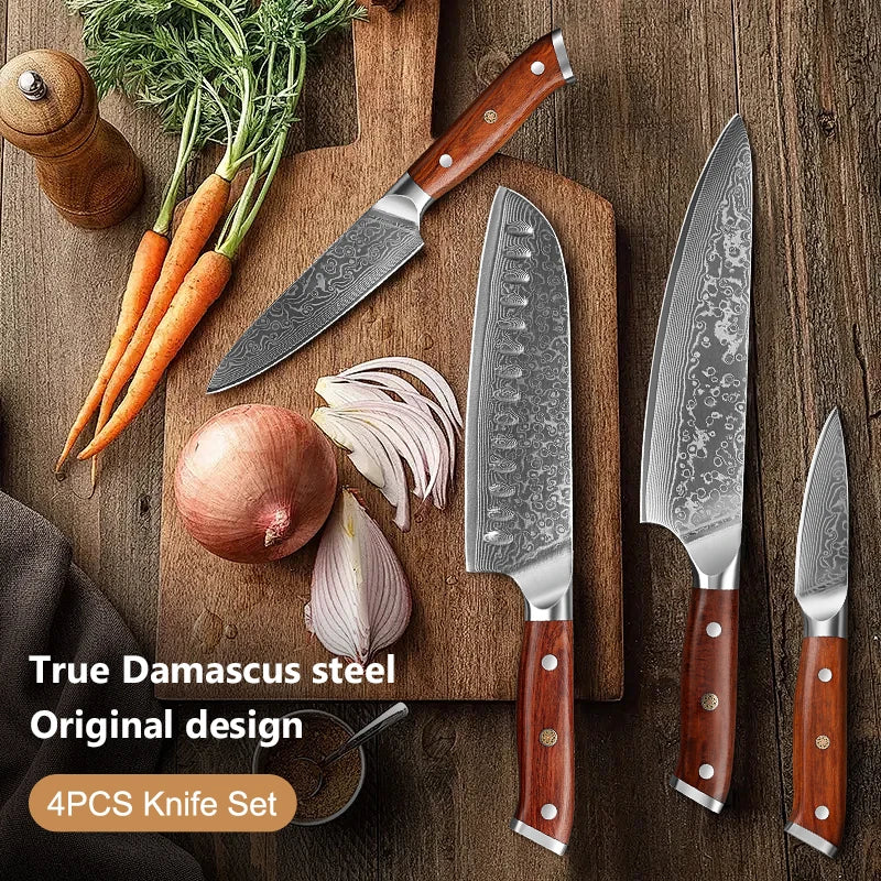 Kitchen Chef Knife Set 67 Layer Damascus Stee Super Sharp Cleaver Knife Premium Kitchen fruit Knife Kitchen Cooking Tools