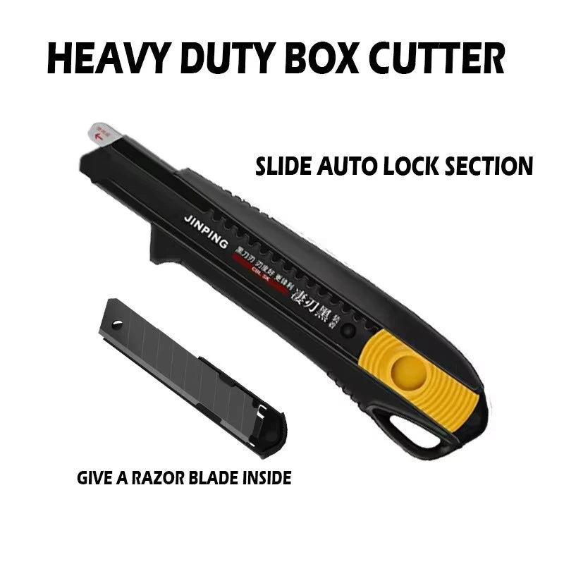High Carbon Steel Blade Utility Knife Durable Industrial Replaceable Paper Cutter Office Art Student Supplies Stainless Steel