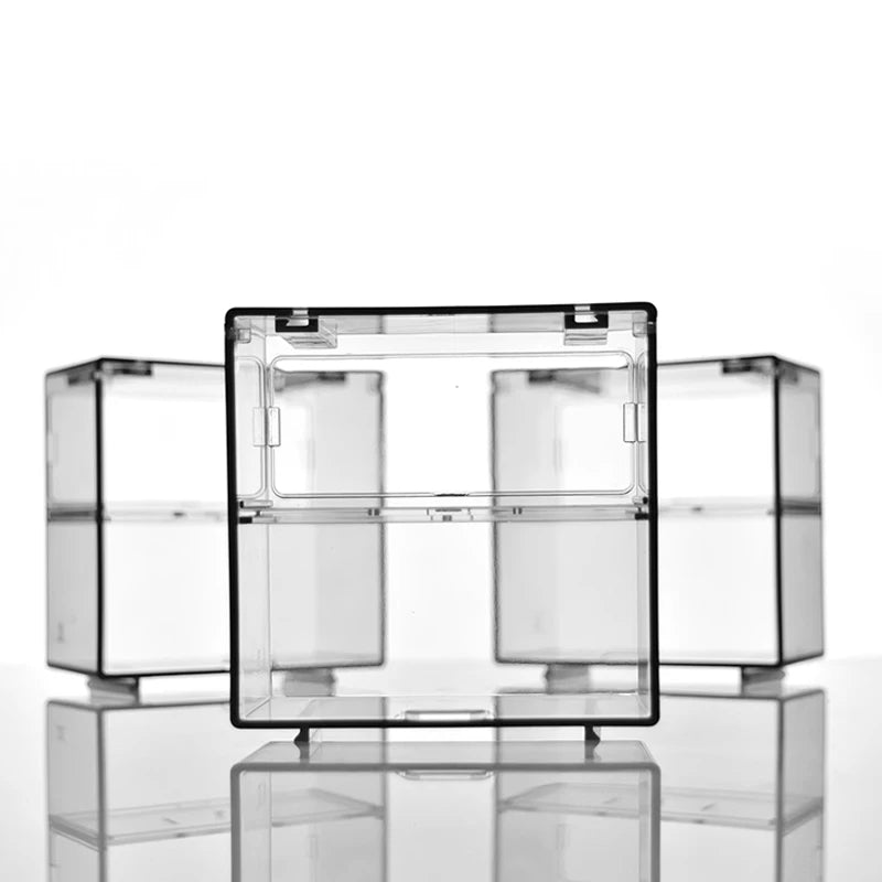 1 Set Double Layer Small Scale Collection Display Box Transparent Dustproof Storage Box Large Capacity Desktop Organizer Box