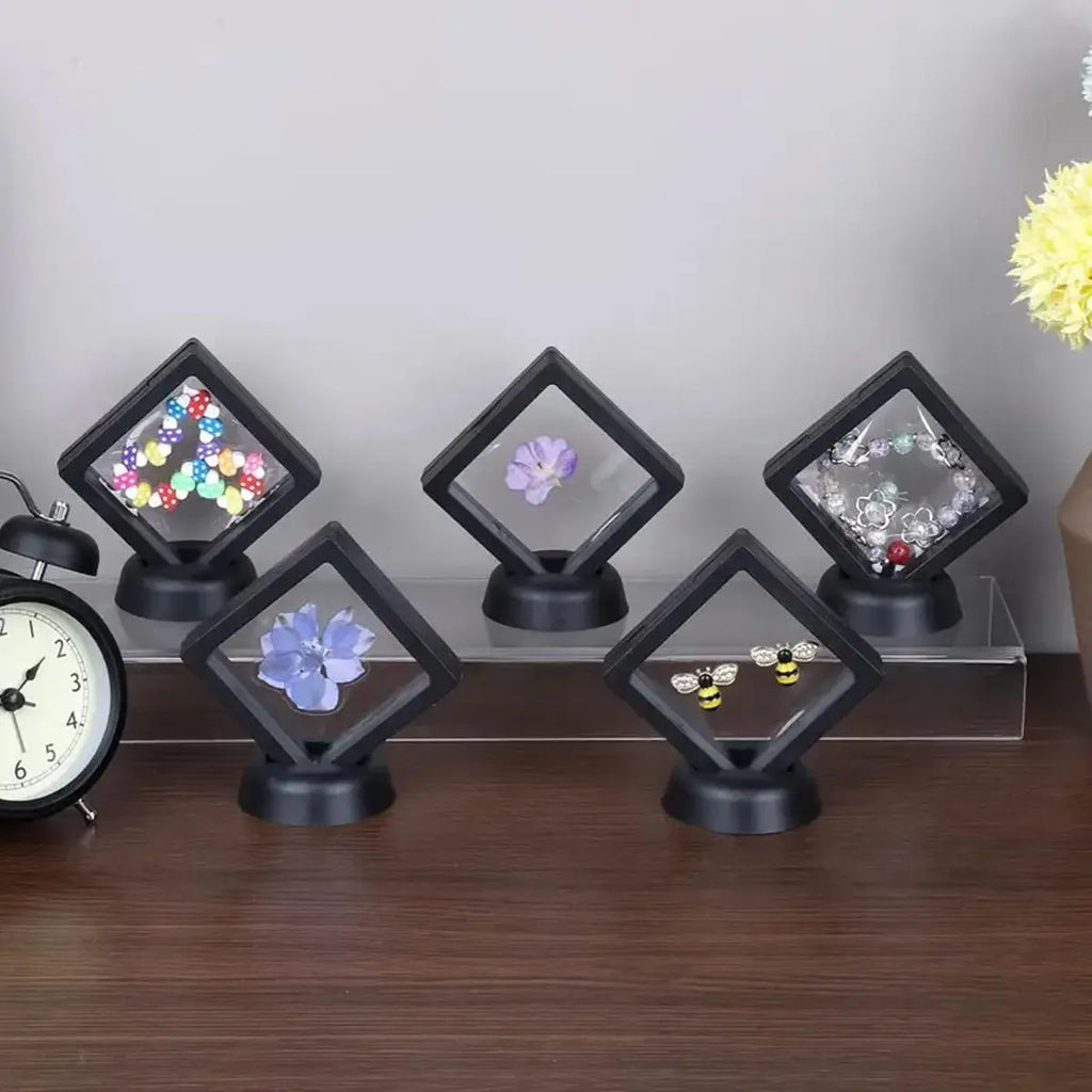 10pcs,Floating display box with base, transparent film display box for knife display and storage