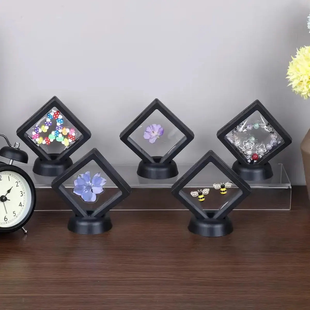 10pcs,Floating display box with base, transparent film display box for knife display and storage