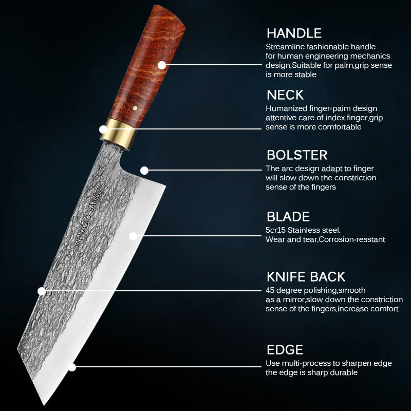 Kitchen Knife Set Chef Knives Japanese 5CR15 High Carbon Stainless Steel Kitchen Meat Cleaver Forged Butcher's Boning Knife