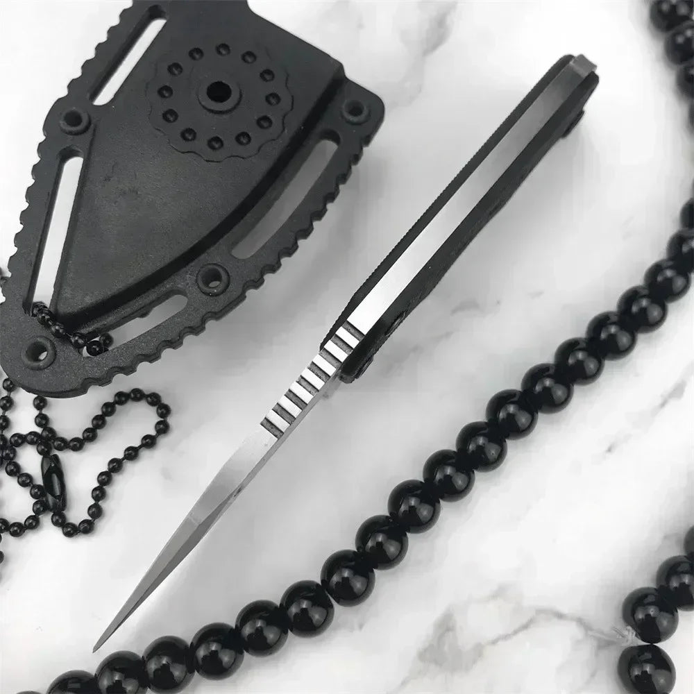 Pocket EDC Small Fixed Blade Knife - Instinct Mini Neck Knife Satin Plain Blade, G10 Handles with ABS Plastic Sheath