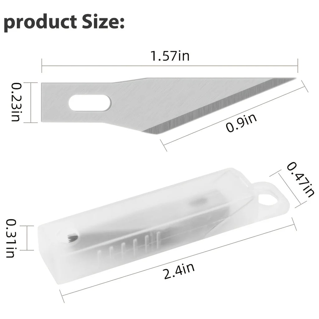 Knife Set - 1pc High-Grade Craft Knife Set with 10 Extra Premium Steel Knife Blades and 15cm Ruler