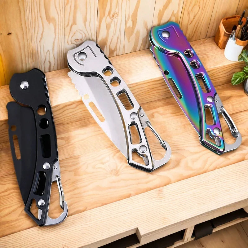 Convenient Stainless Steel Pocket Knife Mini Folding Knife Carry-on Defense Keychain Portable Pocket Knife Fruit Knife With rope