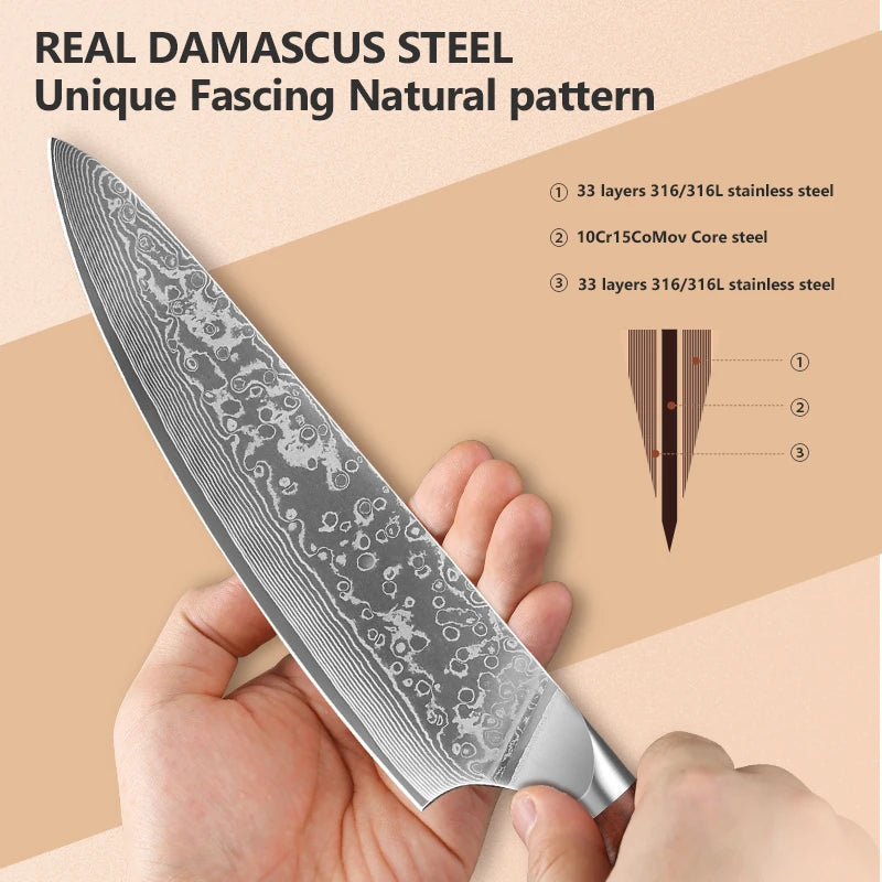 Kitchen Chef Knife Set 67 Layer Damascus Stee Super Sharp Cleaver Knife Premium Kitchen fruit Knife Kitchen Cooking Tools