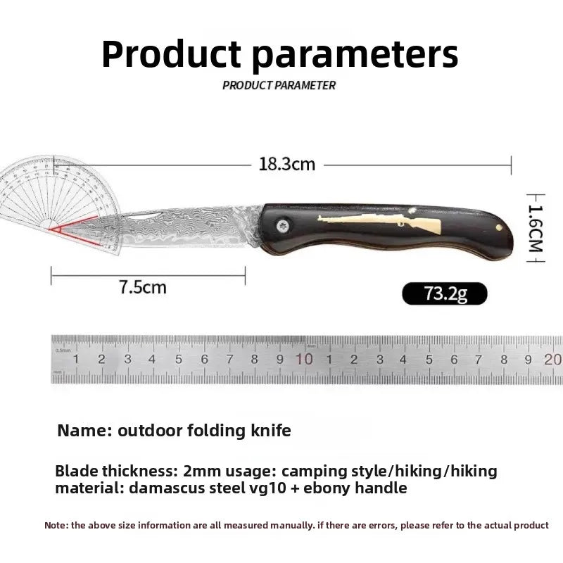 Pocket Folding Knife Damascus VG10 Steel Wooden Handle No Lock Portable Travel Camping Cutting Outdoor Tool Holiday Gift