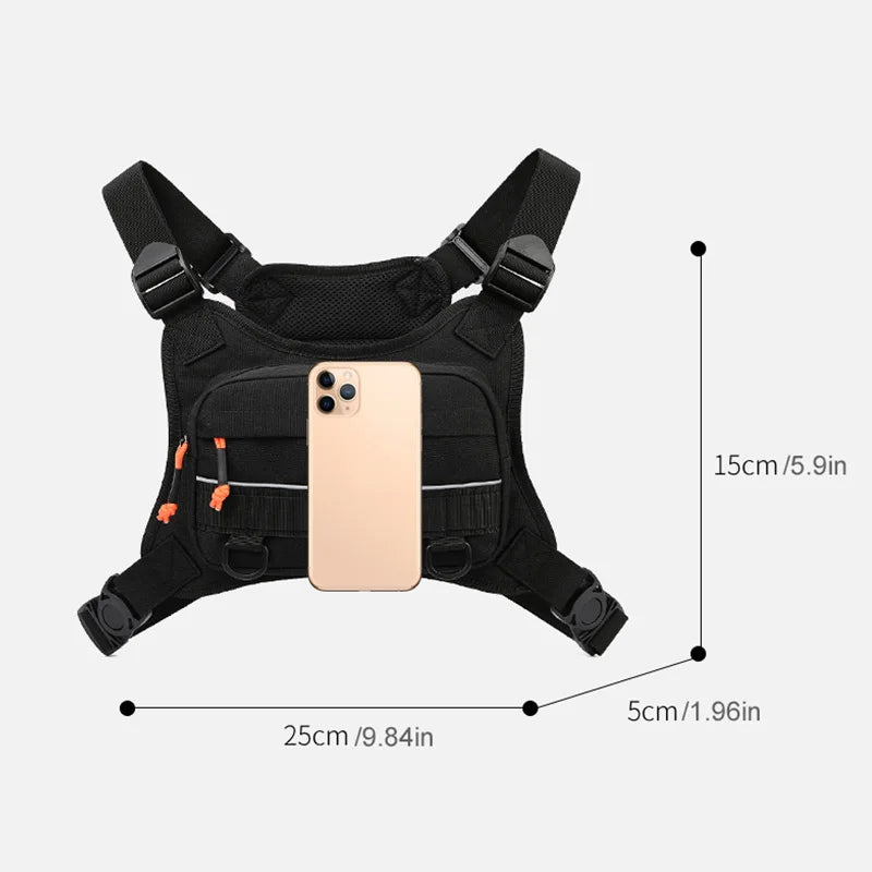 Tactical Chest Bag for Men Running Front Vest Backpack Rig Pouch Hiking Cycling Outdoor Camping Fishing Hunting Travel Molle Bag