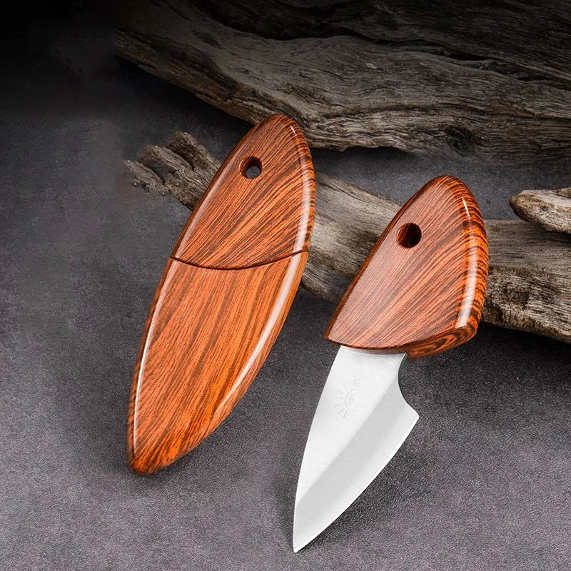 Portable Multipurpose Sharp Fruit Knife Mini Knife EDC Woodgrain Box Pocket Knife Outdoor Knife