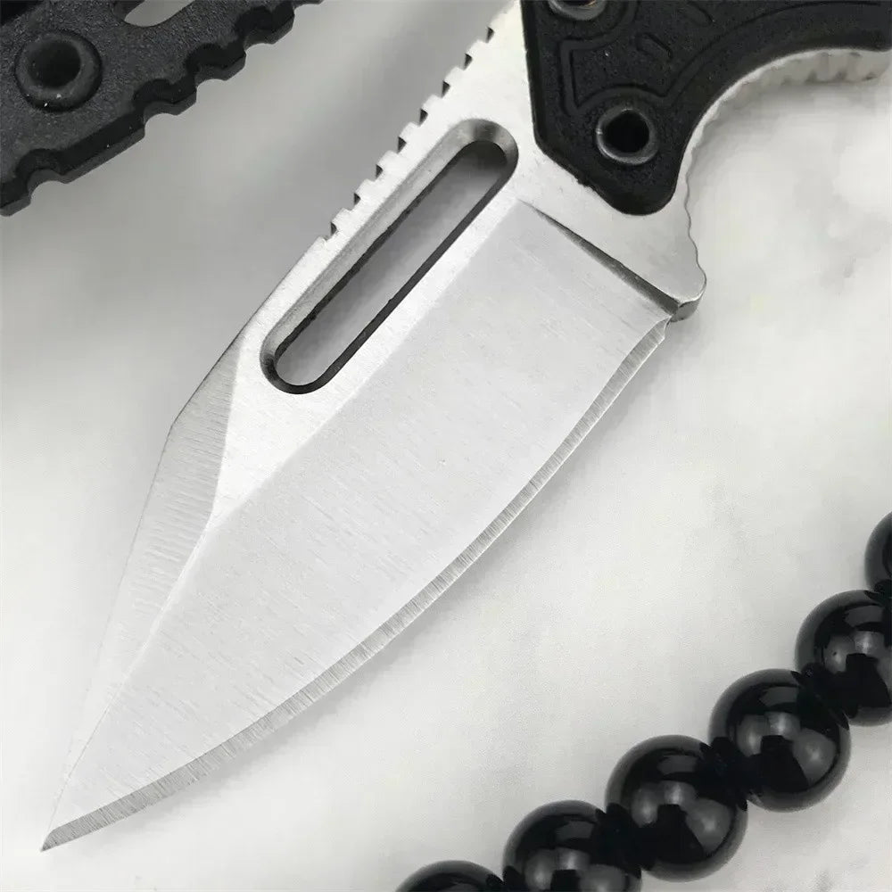Pocket EDC Small Fixed Blade Knife - Instinct Mini Neck Knife Satin Plain Blade, G10 Handles with ABS Plastic Sheath
