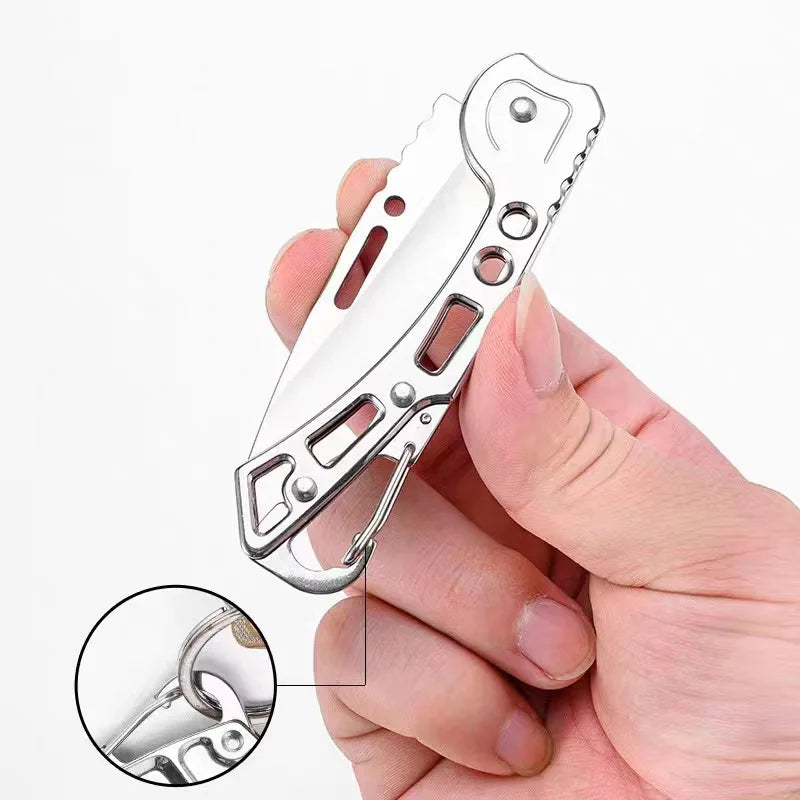 Convenient Stainless Steel Pocket Knife Mini Folding Knife Carry-on Defense Keychain Portable Pocket Knife Fruit Knife With rope