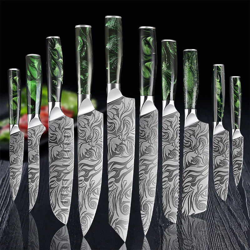 Kitchen Knife Chef Japanese Knife Laser Damascus Pattern Knife Cut Meat Fruit Bread Vegetable Boning Knife Slicing Utility Knife