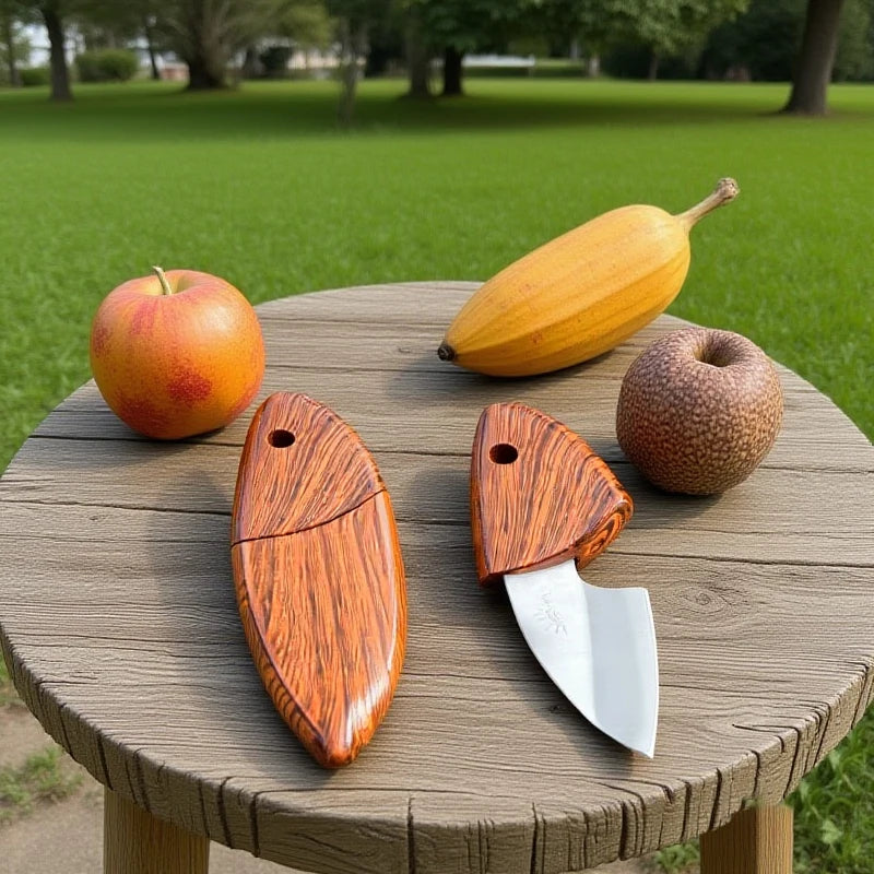 Portable Multipurpose Sharp Fruit Knife Mini Knife EDC Woodgrain Box Pocket Knife Outdoor Knife