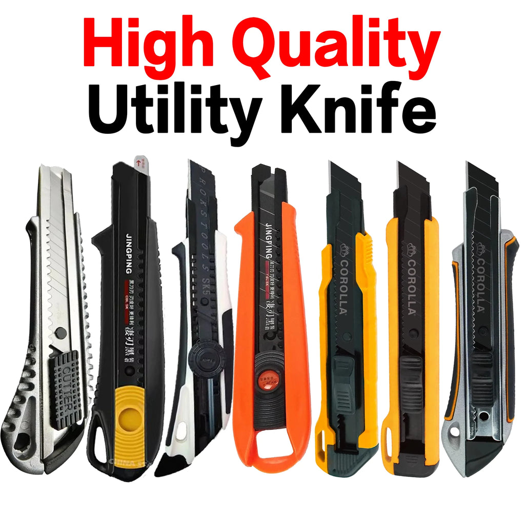 High Carbon Steel Blade Utility Knife Durable Industrial Replaceable Paper Cutter Office Art Student Supplies Stainless Steel
